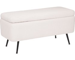 Atmosphera Aurora Hocker - Teddy - Wit - 100 x 40 cm - Bank