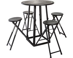 Atmosphera bartafel met 4 krukken buiten zwart