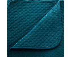 Atmosphera Bedsprei Dolce Vita - smaragd groen - 240 x 260 cm - polyester - luxe motief - plaid - met 2 kussenslopen
