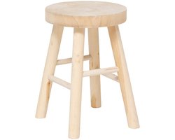 Atmosphera Bijzet krukje model Woody - lichtbruin - pauwlowna hout - D28 x H41 cm - bijzettafeltje