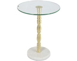 Atmosphera Bijzettafel / salontafel Palace - goud - glas / marmer - rond - D41 x H53 cm - luxe wonen