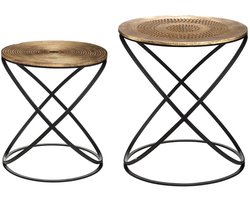 Atmosphera Bijzettafels set van 2x stuks - koper/zwart - metaal/mdf - H39 en H45 cm - Stijlvol en decoratief