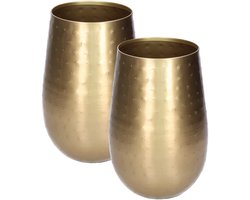 Atmosphera - Bloemenvaas - 2x - stijlvol metaal - 23 x 15 cm - metallic goud