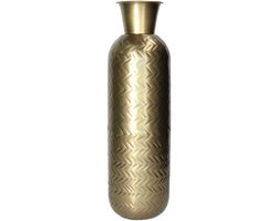 Atmosphera Bloemenvaas Antique Dorado - goud - bewerkt metaal - 15 x 46 cm - flessenhals model - Design vaas