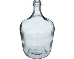Atmosphera bloemenvaas Bologna - Olijfolie Fles model - blauw transparant - glas - 30 x 18 cm