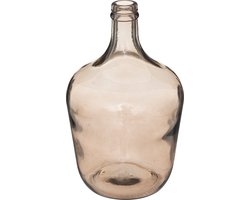 Atmosphera bloemenvaas Bologna - Olijfolie Fles model - transparant - Smoke lichtgrijs glas - 30 x 18 cm