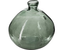 Atmosphera bloemenvaas Genua - Organische bol fles vorm - groen transparant - glas - 22 x 21 cm