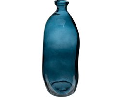 Atmosphera bloemenvaas Pisa - Organische fles vorm - blauw transparant - glas - 51 x 23 cm