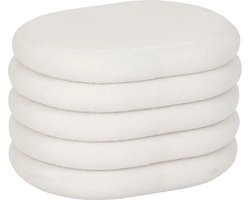 Atmosphera Bouclé opbergpoef - 59x45x40cm - Wit