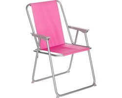Atmosphera camping/strand stoel - aluminium - inklapbaar - roze - L52 x B55 x H75 cm - buitenstoelen