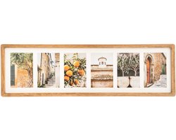 Atmosphera Collage fotolijst voor 6x foto - voor 10 x 15 cm fotos - Mango hout - beige - 70 x 21 cm
