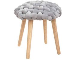 Atmosphera Cosy'ness krukje, houten onderstel en zitting, gebreid, hoogte 43 cm