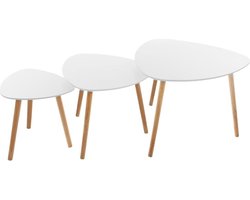 Atmosphera Créateur d'intérieur® koffietafel in set van 3 - salontafel - wit - hout - eik - woonkamer living