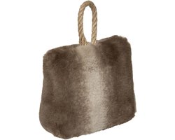 Atmosphera Deurstopper - nep bont - bruin - 17 cm - houdt deur tegen - gewicht