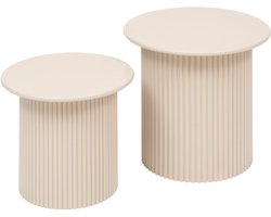 Atmosphera Eino Bijzettafels - Ø40xH38cm - Set van 2 stuks - Beige