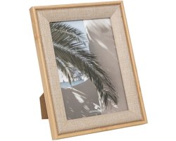 Atmosphera Fotolijstje Java - voor 13 x 18 cm foto - beige - mdf/glas - ornament frame linnen - 17.5 x 22.5 cm - staand/hangend