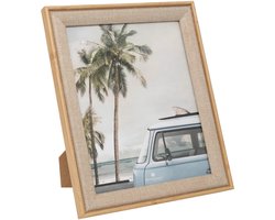 Atmosphera Fotolijstje Java - voor 20 x 25 cm foto - beige - mdf/glas - ornament frame linnen - 24.5 x 29.5 cm - staand/hangend