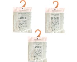 Atmosphera Geurzakjes jasmine - 3x - met ophanghaak - geurkaartjes/luchtverfrisser