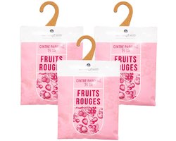 Atmosphera Geurzakjes Rood Fruit - 3x - met ophanghaak - geurkaartjes/luchtverfrisser