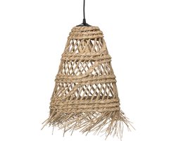 Atmosphera Hanglamp Lahys - E27, niet inbegrepen - Ø28xH48cm - Naturel met zwarte ophanging