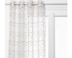 Atmosphera Hania Gordijn bedrukt 140x240cm - Kant en klaar met ringen - Beige