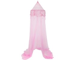 Atmosphera Hemelbed sierlijke klamboe - roze - 60 x 250 cm - polyester - op te hangen - prinses - slaapkamer decoratie