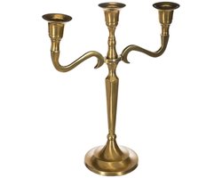Atmosphera kaarsen kandelaar Baroque - met 3 armen - metaal - dinerkaarsen - goud - 22 x 27 cm