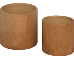 Atmosphera Keramische Plantpotten - Set van 2 stuks - Ø15xH14cm - Bruin
