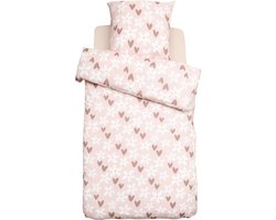 Atmosphera Kids Billie Dekbedovertrek set met 1 kussensloop 140x200cm/65x65cm hartmotief