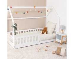 Atmosphera Kids Kinderbed hut - 90x190cm - Bed - Tentbed met bodem - Met beschermrand - Wit