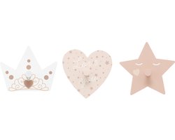 Atmosphera Kids Prinses Kapstok - Haken - 3 Stuks - Wanddecoratie