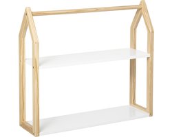 Atmosphera Kids wandplank in de vorm van een huis - H 50.8 cm - Wit - Plank - Etagere - Kinderkamer - Muurdecoratie