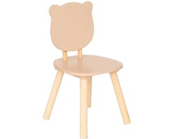 Atmosphera Kinder stoeltje Beertje - naturel - hout - D26 x H49 cm - bijzet stoeltjes