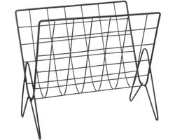 Atmosphera Lectuurbak Denver - voor tijdschriften/kranten/boek - zwart - metaal - 35 x 18 x 31 cm - naast bank/stoel - verhoogd