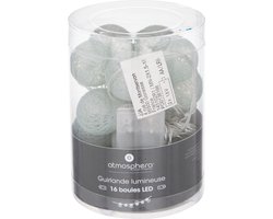Atmosphera Lichtslinger - 16 verlichte balletjes/bollen 35 mm - lichtgroen - 255 cm - batterijen