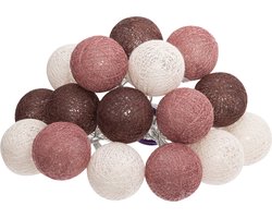 Atmosphera lichtslinger met 16 bollen Ø3,5 cm - Wit / Bordeaux rood / Roze met warm wit led licht - 215 cm - Op batterijen - Voeding: 2x AA batterij (niet inbegrepen) - IP-waarde: IP20 (geschikt voor gebruik binnen) - Verlichte lengte: 215 cm