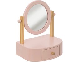 Atmosphera Make-up organizer/opberger/kaptafel met spiegel - voor kinderen - roze - 22 x 17 x 28 cm