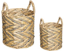 Atmosphera Mandenset jute 2 stuks - opberger - met zilver - Dia 28 cm Dia 32 cm