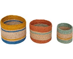 Atmosphera Marrakesh jute manden - Set van 3 stuks - Ø19xH15cm - Multi