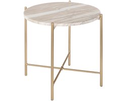 Atmosphera Mesta Marmeren Bijzettafel - Ø43xH41cm - Beige