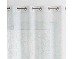 Atmosphera Mia - Voilage - Semi-transparant geborduurd gordijn - 140 x 240 cm - Met 8 metalen ringen - Wit