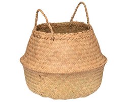 Atmosphera Opbergmand Danilo - rond - riet - naturel - 40 x 41 cm - opvouwbaar - decoratie mand