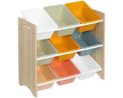Atmosphera Opbergrek 3-laags met bakken - hout/kunststof - 60 x 30 x 66 cm - speelgoed - kinderkamer - mix kleuren