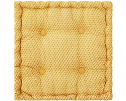 Atmosphera Otto Vloerkussen 40x40x8cm met handvat en 4 knopen - Oker