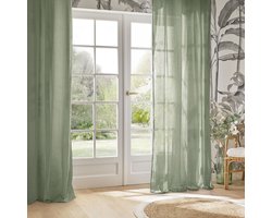 Atmosphera Paxta Katoen Gordijn 130x240cm - Kant en klaar met ringen - Groen