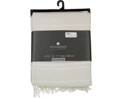 Atmosphera Plaid - creme - 230 x 250 cm - katoen - met franjes - bedsprei - kleed - dekentje