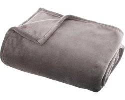 Atmosphera - Plaid - Flanel - Lichtgrijs - 130 x 180 cm