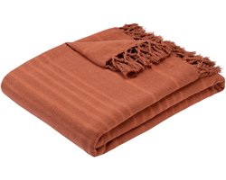 Atmosphera Plaid - terracotta - 230 x 250 cm - katoen - met franjes - bedsprei - kleed - dekentje