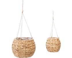 Atmosphera Plantenhanger set - 2x - waterhyacint - klein / groot - hangpot binnen