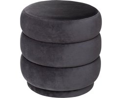 Atmosphera Poef om te zitten Desert Vibes - hout/stof - soft donkergrijs - D40 x H40 cm - bijzet stoeltjes